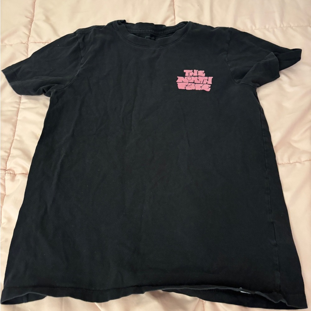 The North Face Black Tee with Pink Logo